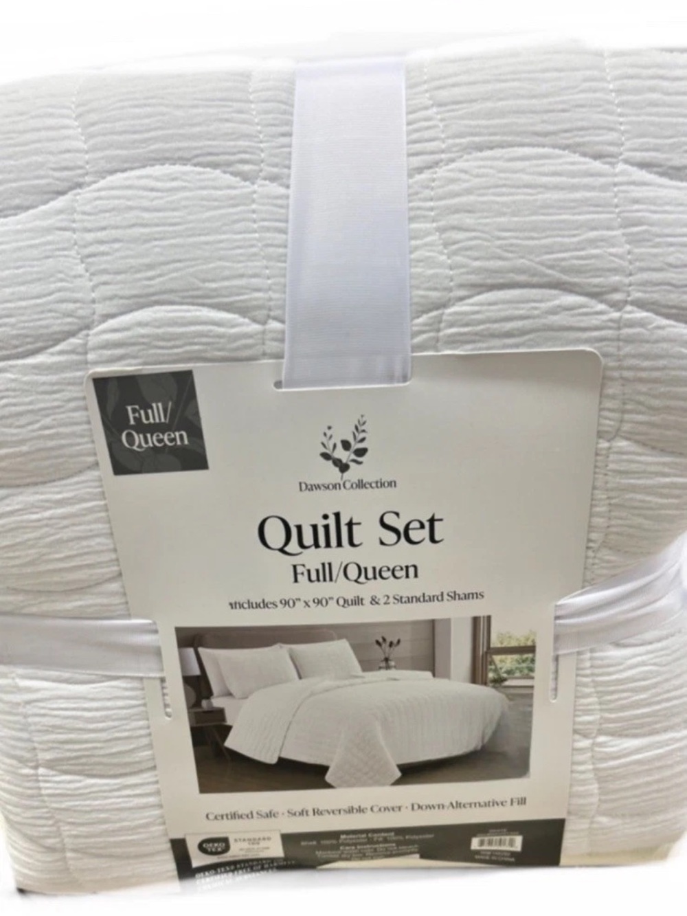 Dawson Collection Soft White Reversible Down Alternative Fill Quilt Set